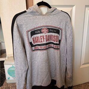 Harley-Davidson Gray Hoodie with Red & Black Logo